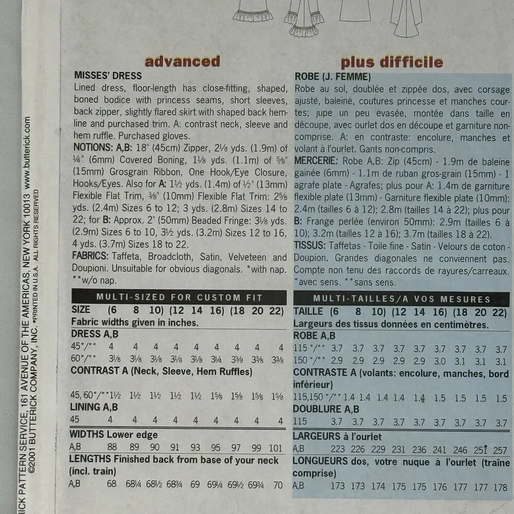 Butterick 3011 Sewing Pattern Edwardian Gown Dress Train Size 18 20 22 History - Picture 7 of 12